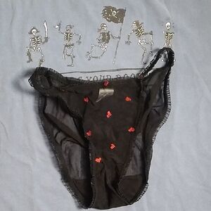 Black Sheer Panties with Red Hearts